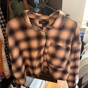 Forever 21 Tan and Brown Plaid Shirt
